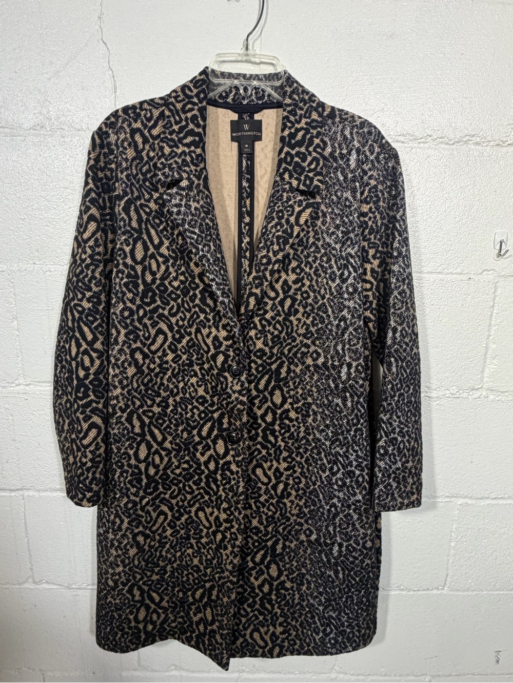 Worthington Black and Tan Animal Print Long Blazer